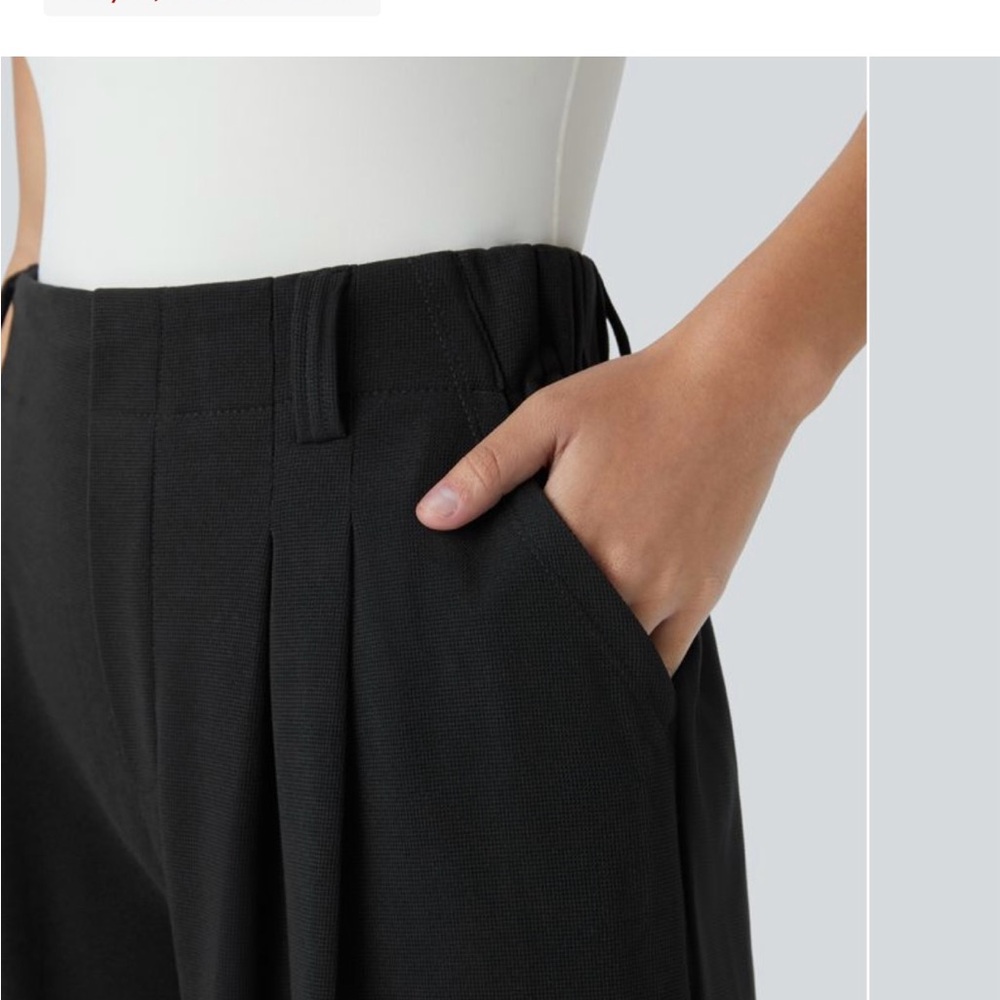 HALARA Black Wide-Leg Women's Waffle Work Pants - Picture 3 of 4